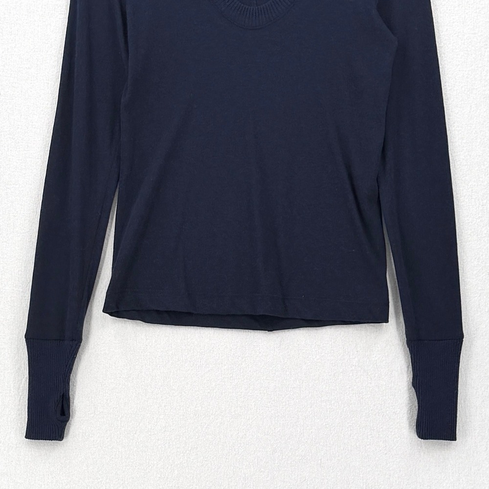 ENZA COSTA Cashmere Easy Cuffed U Neck Top Small Midnight Blue Minimalist Luxury - Picture 9 of 14